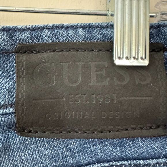 Guess Men's Blue Distressed Denim Raw Hem Shorts Jorts Size 31 - Picture 5 of 6